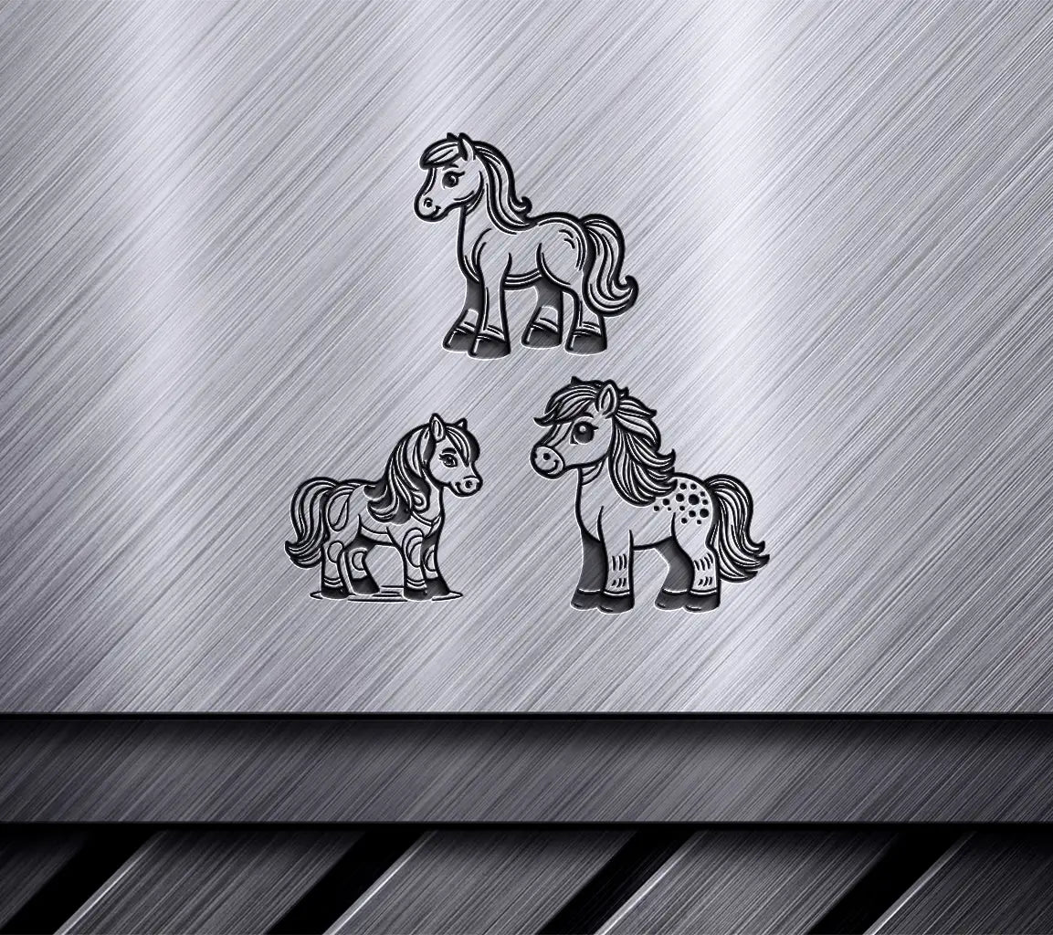 Cute Vector Illustration Images Of Horses For Coloring