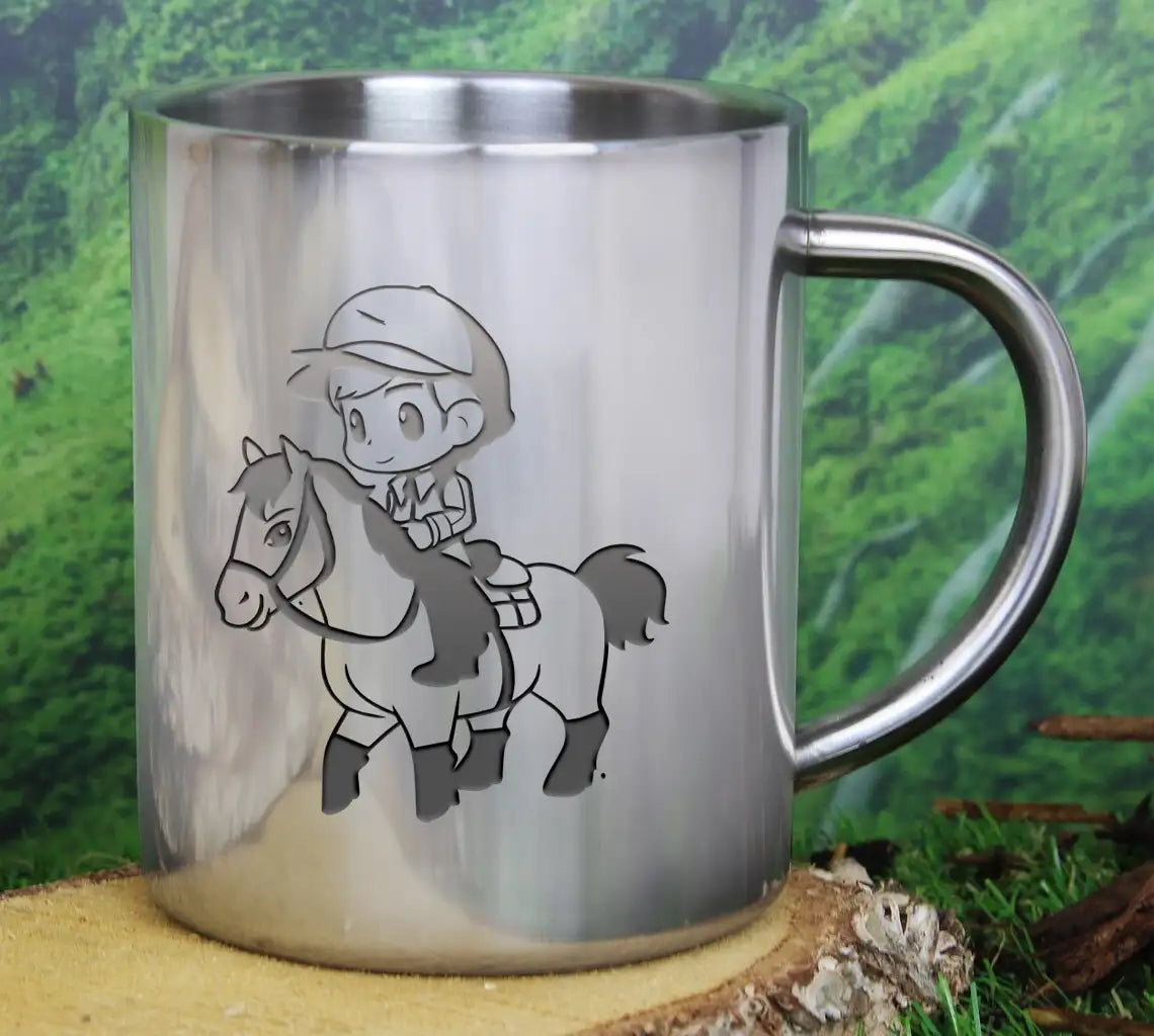 Cute Boy Riding A Horse On White Background Vector Illustration