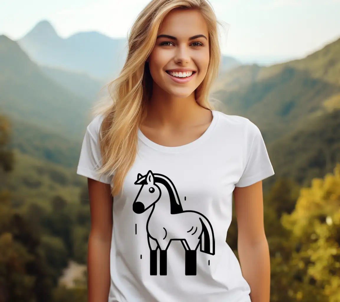 Cute Cartoon Horse Vector Illustration Isolated On A White Background