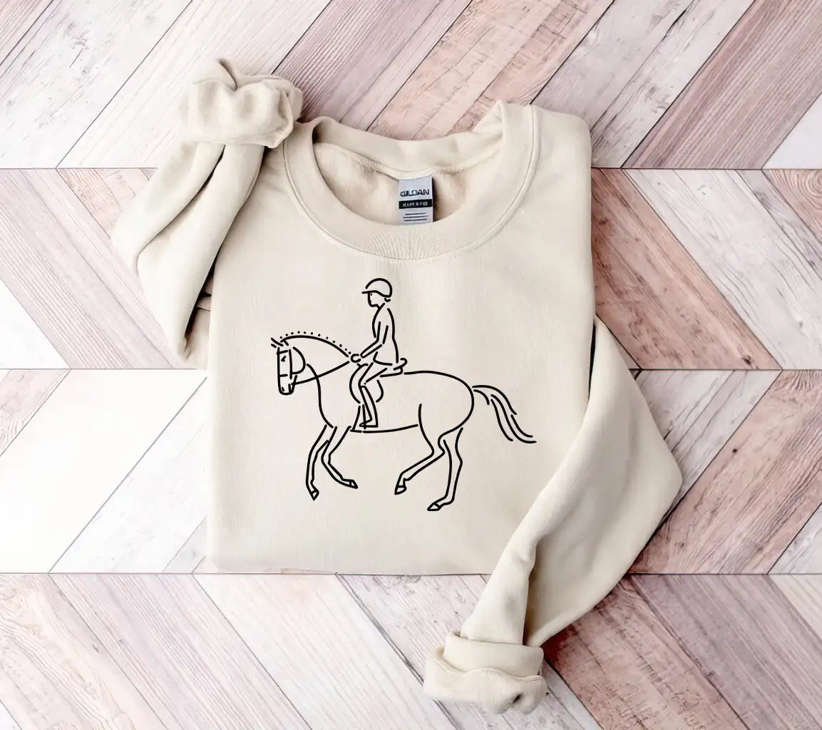 Cute Cartoon Horse And Rider Hand Drawn Doodle Vector Illustration