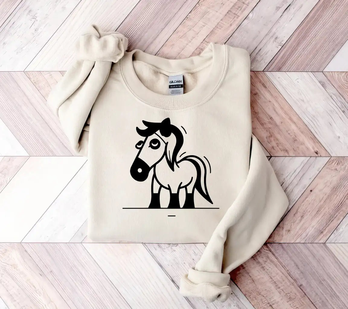 Cute Cartoon Horse Isolated On White Background Vector Illustration In Flat Style