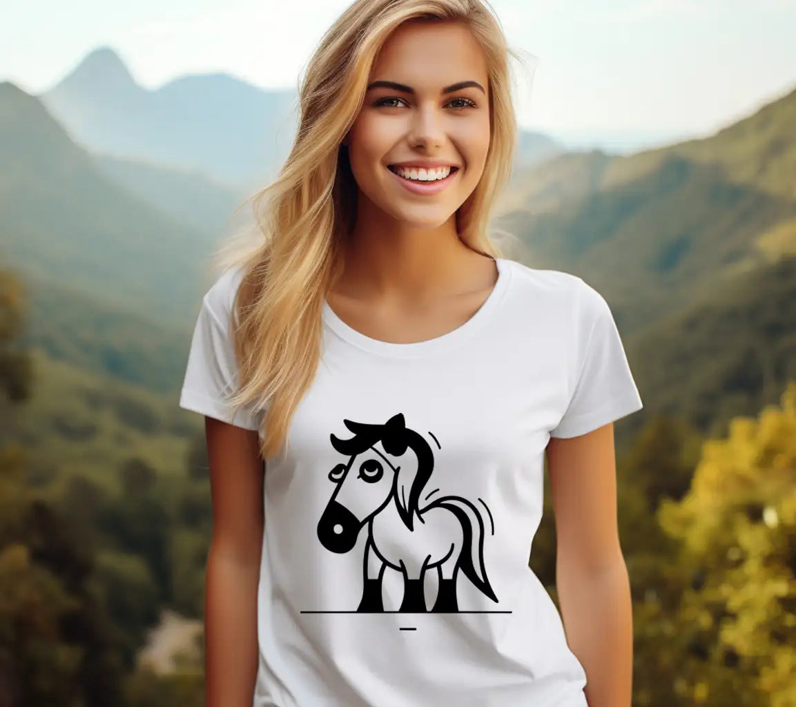 Cute Cartoon Horse Isolated On White Background Vector Illustration In Flat Style