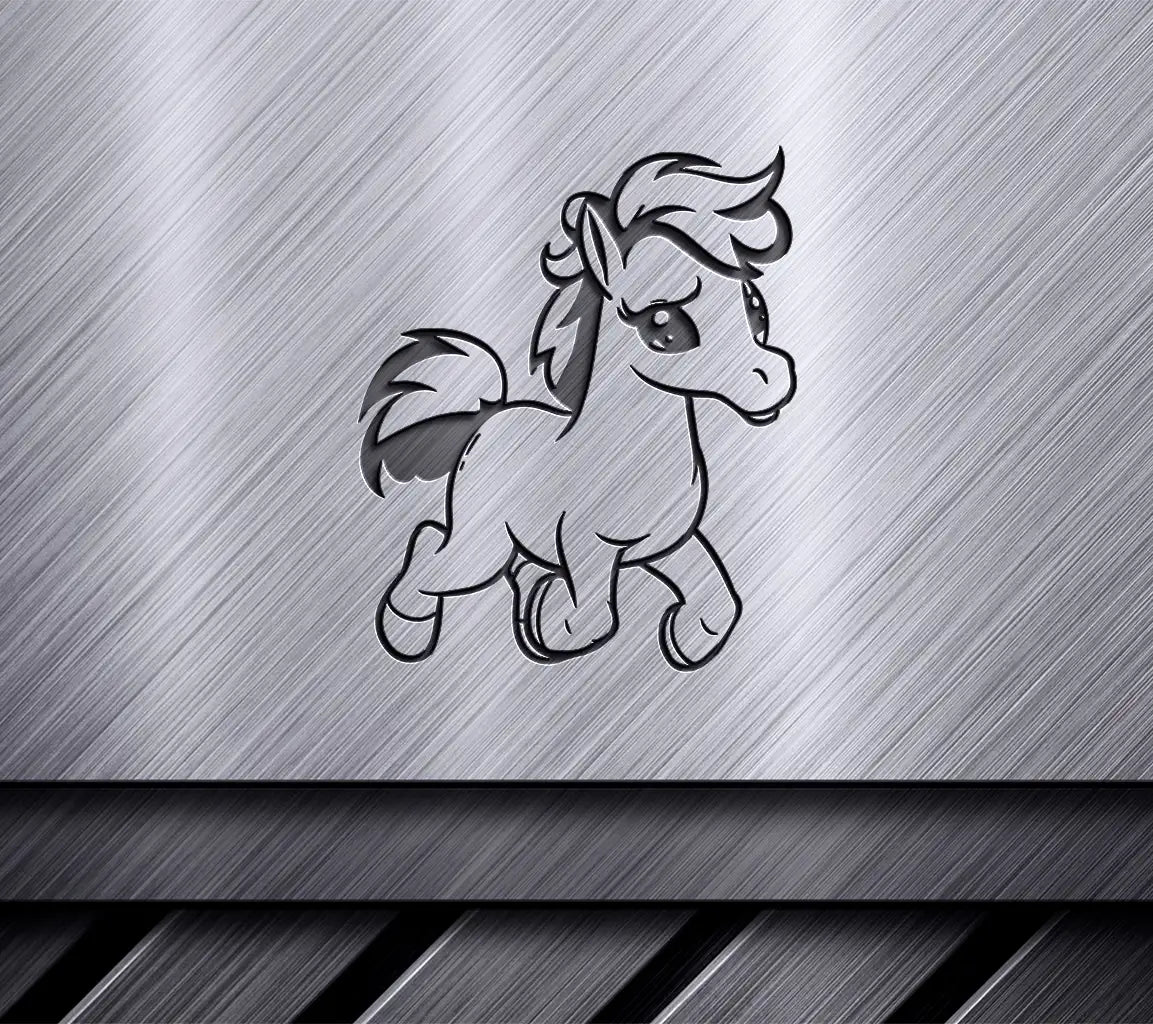 Cute Cartoon Pony Running Vector Illustration Isolated On White Background