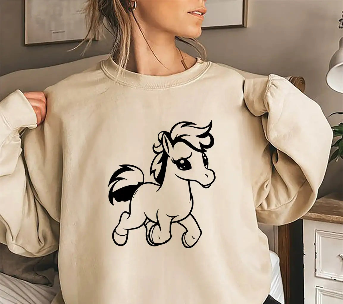 Cute Cartoon Pony Running Vector Illustration Isolated On White Background