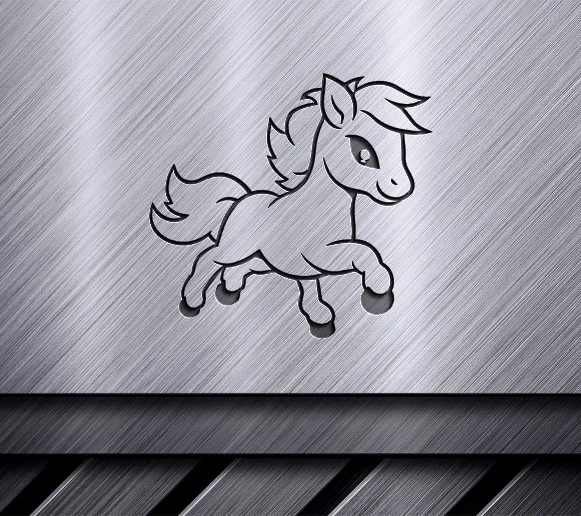 Cute Cartoon Pony Running Isolated On White Background Vector Illustration