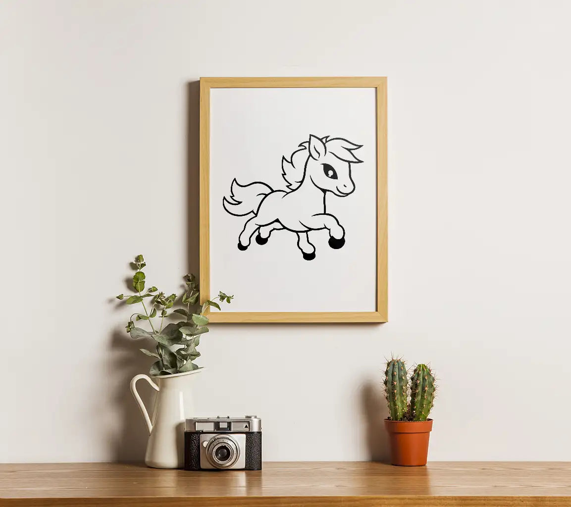 Cute Cartoon Pony Running Isolated On White Background Vector Illustration