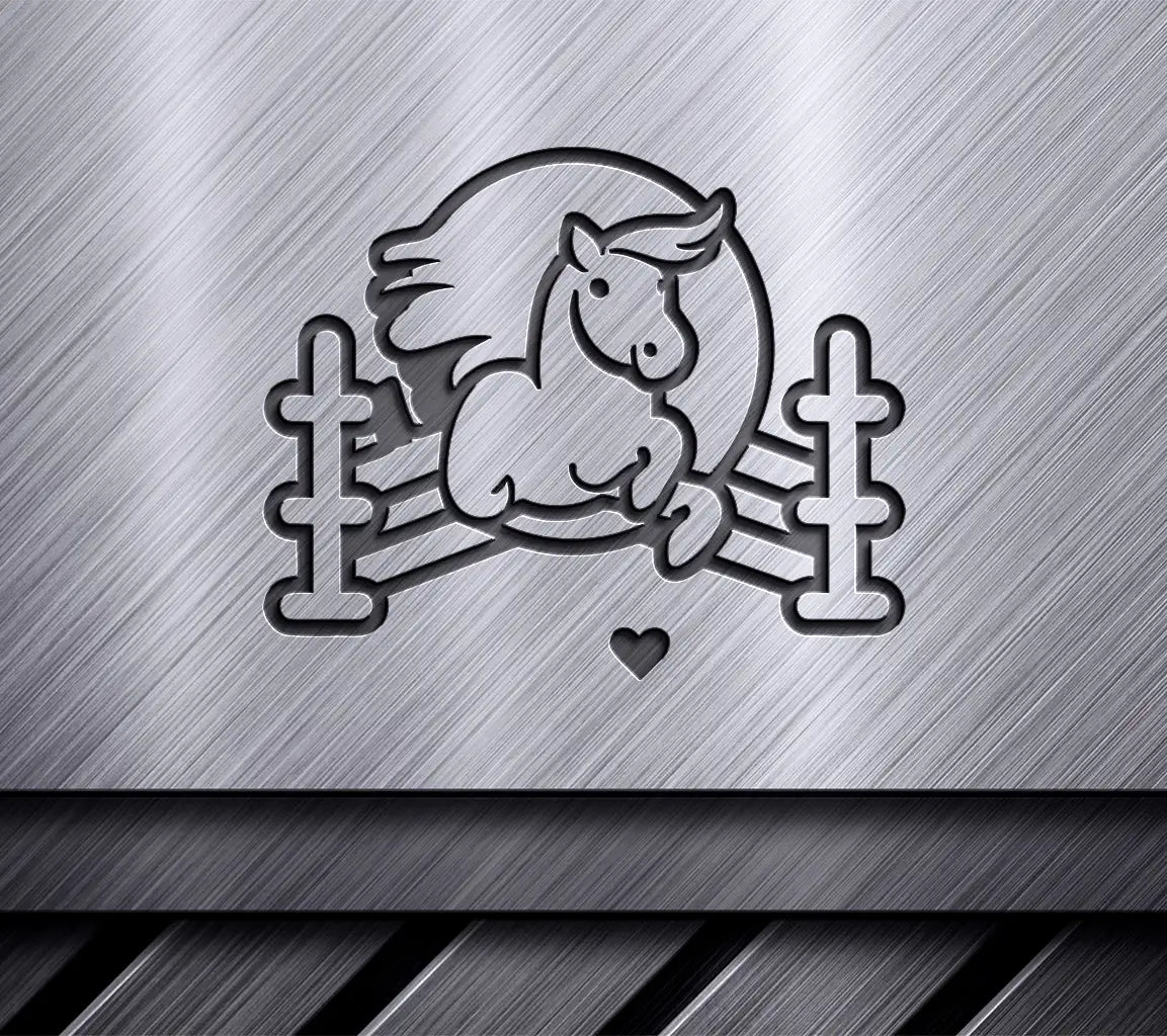 Cute Cartoon White Horse Jumping Over A Fence Vector Illustration