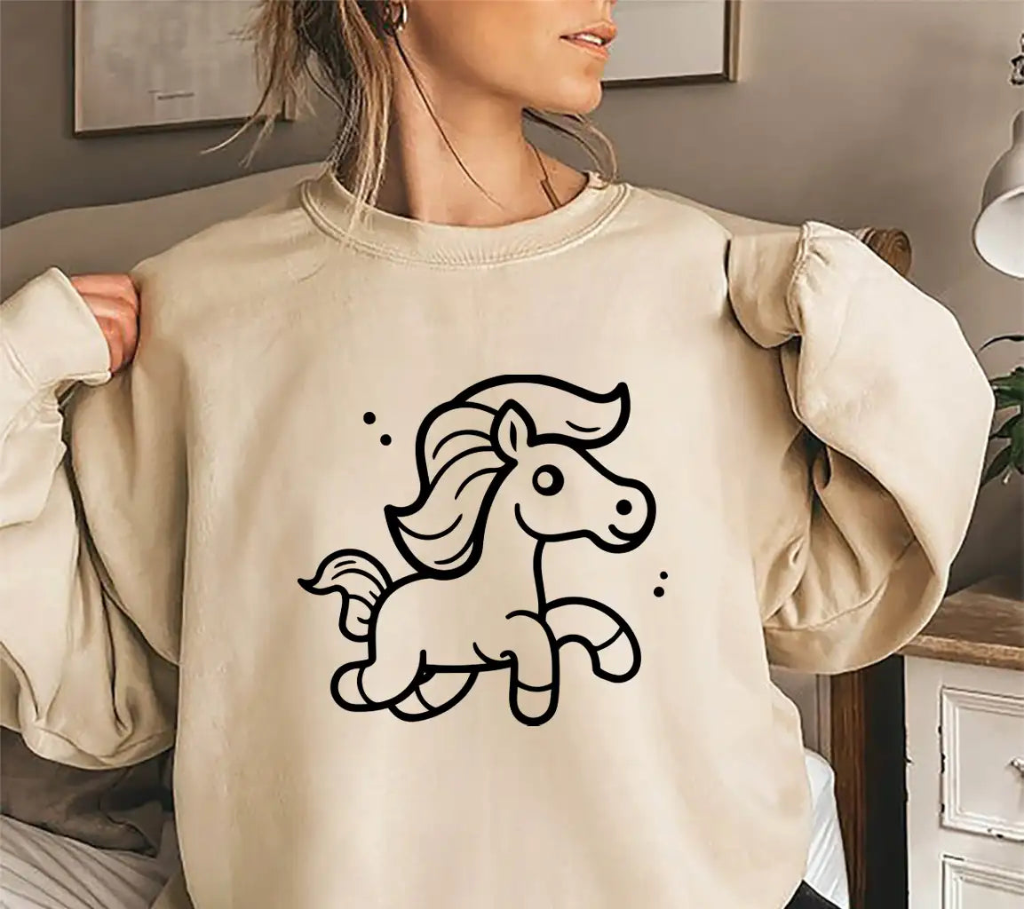 Cute Hand Drawn Doodle Horse Cartoon Vector Illustration