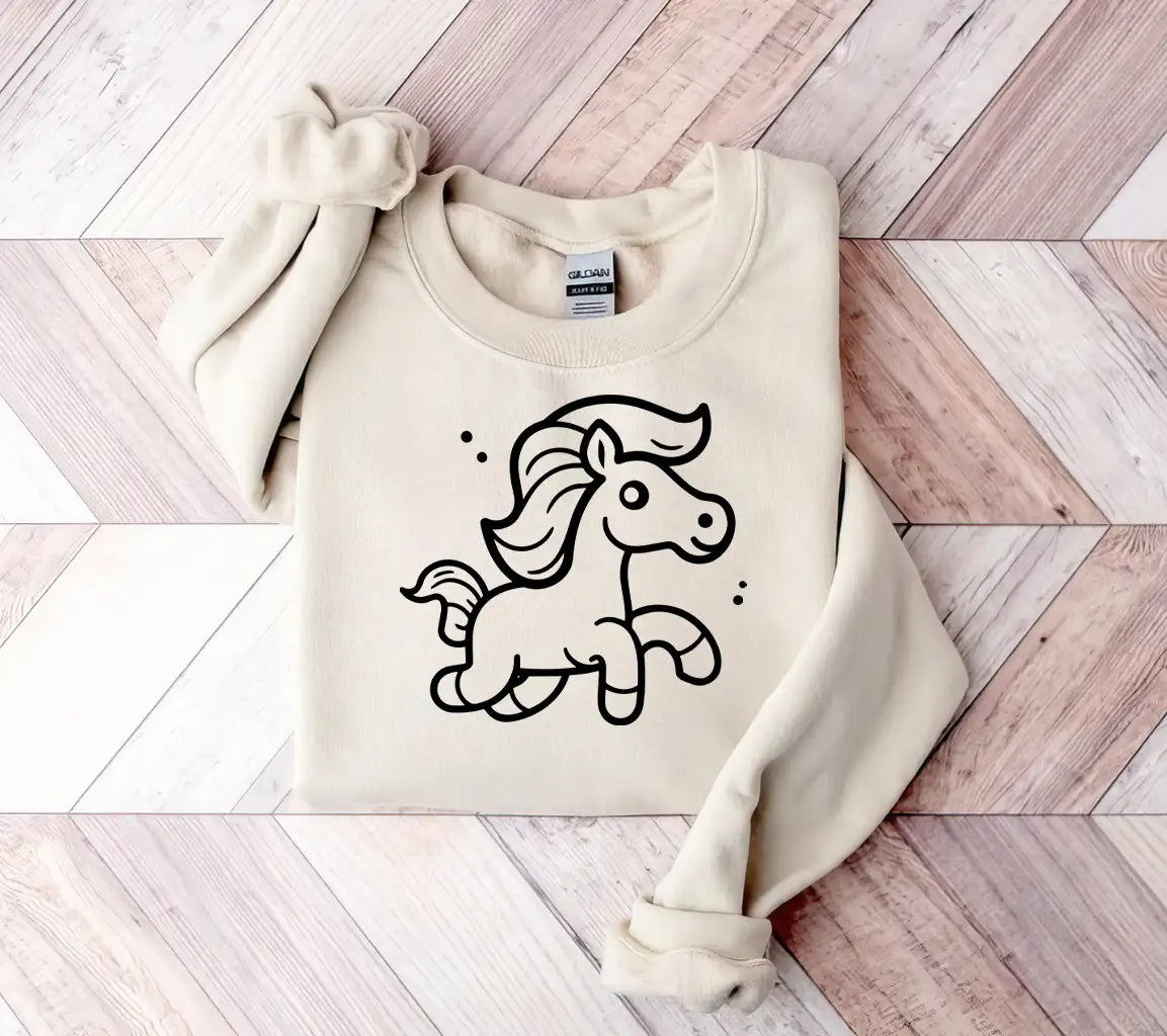 Cute Hand Drawn Doodle Horse Cartoon Vector Illustration