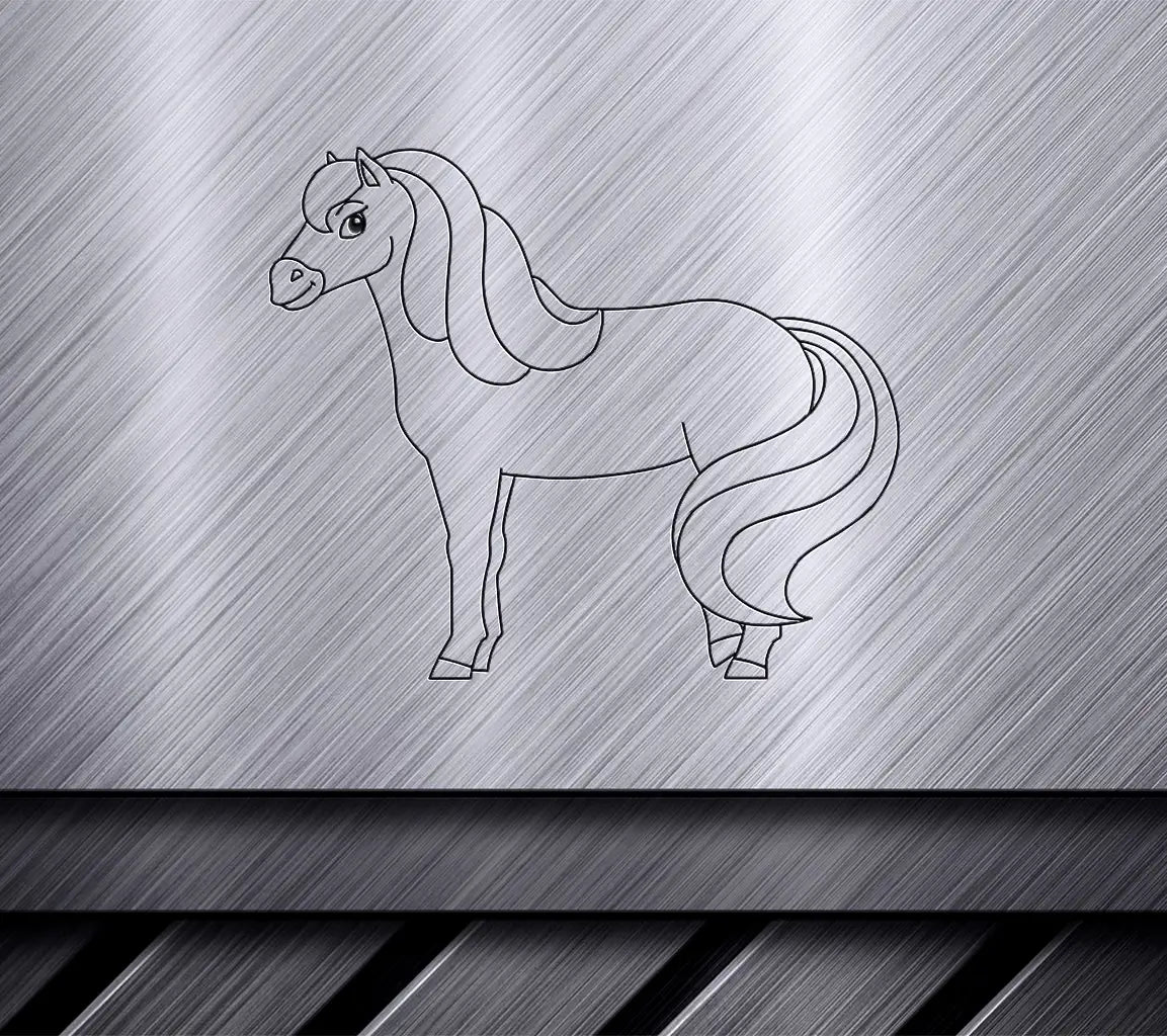 Cute Horse Farm Animal Coloring Book Page For Kids Cartoon Style