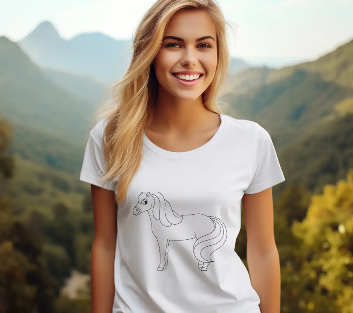 Cute Horse Farm Animal Coloring Book Page For Kids Cartoon Style