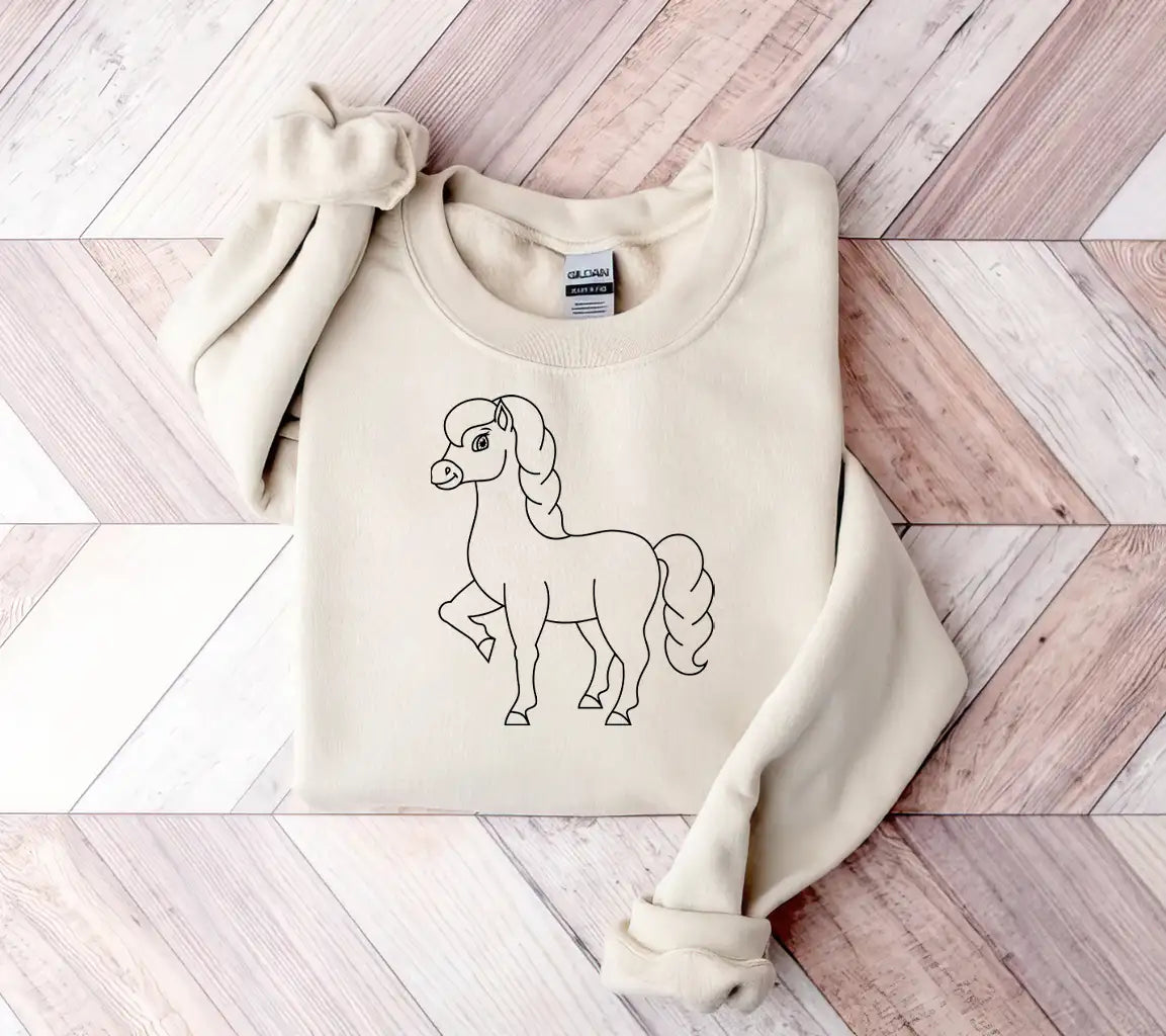 Cute Horse Farm Animal Coloring Book Page For Kids