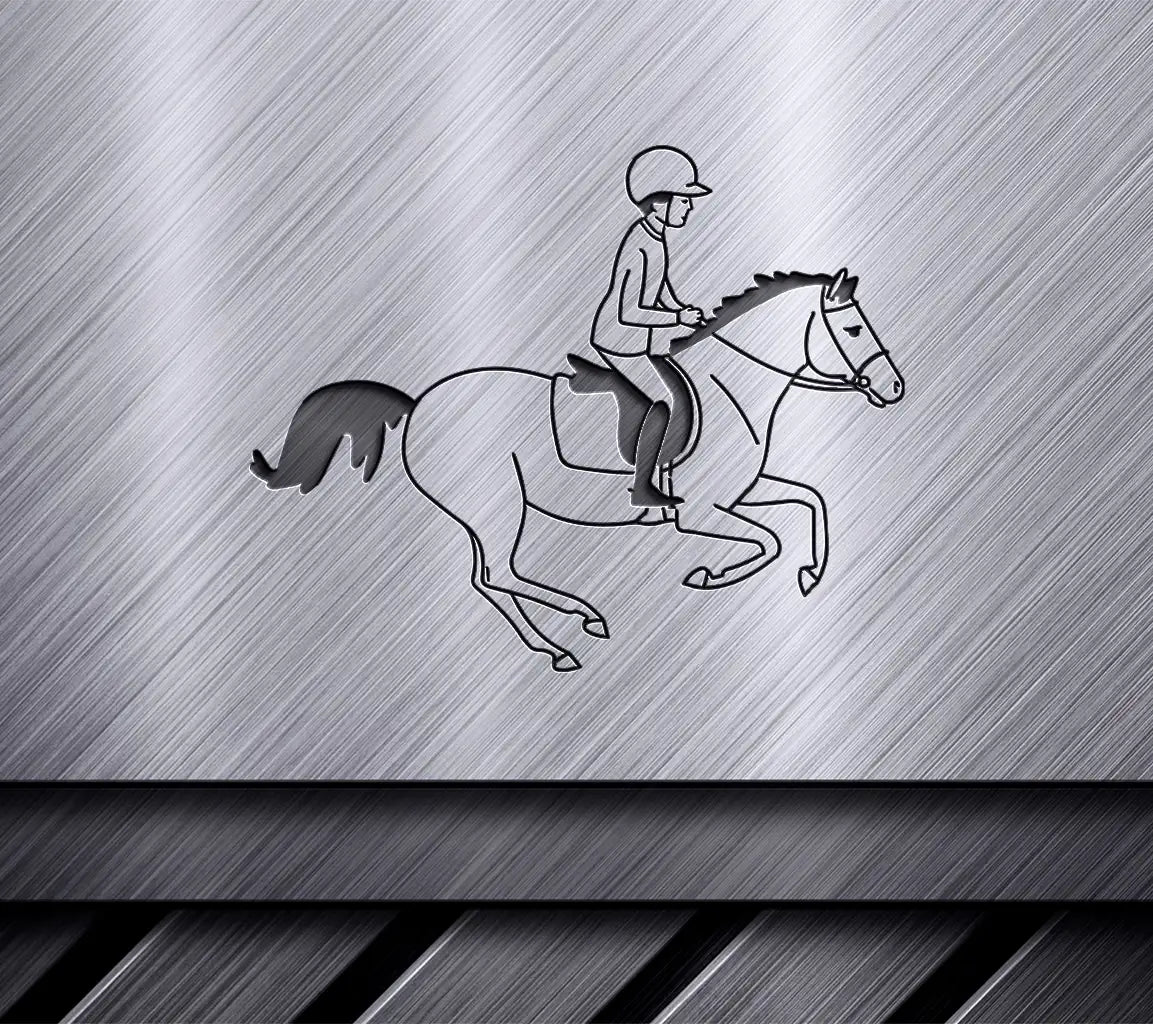 Cute Monochrome Vector Print Of A Young Athlete And Pony Hand Drawn Vector Illustration For Tshirts Posters Cards