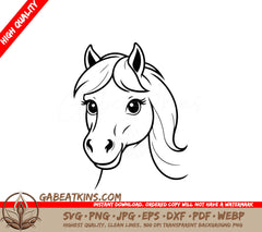  A Horses Head SVG - Cute vector illustration Horse drawing colouring activity SVG