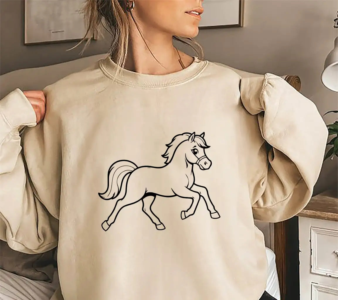 Cute Vector Illustration Horse Drawing For Toddlers Book