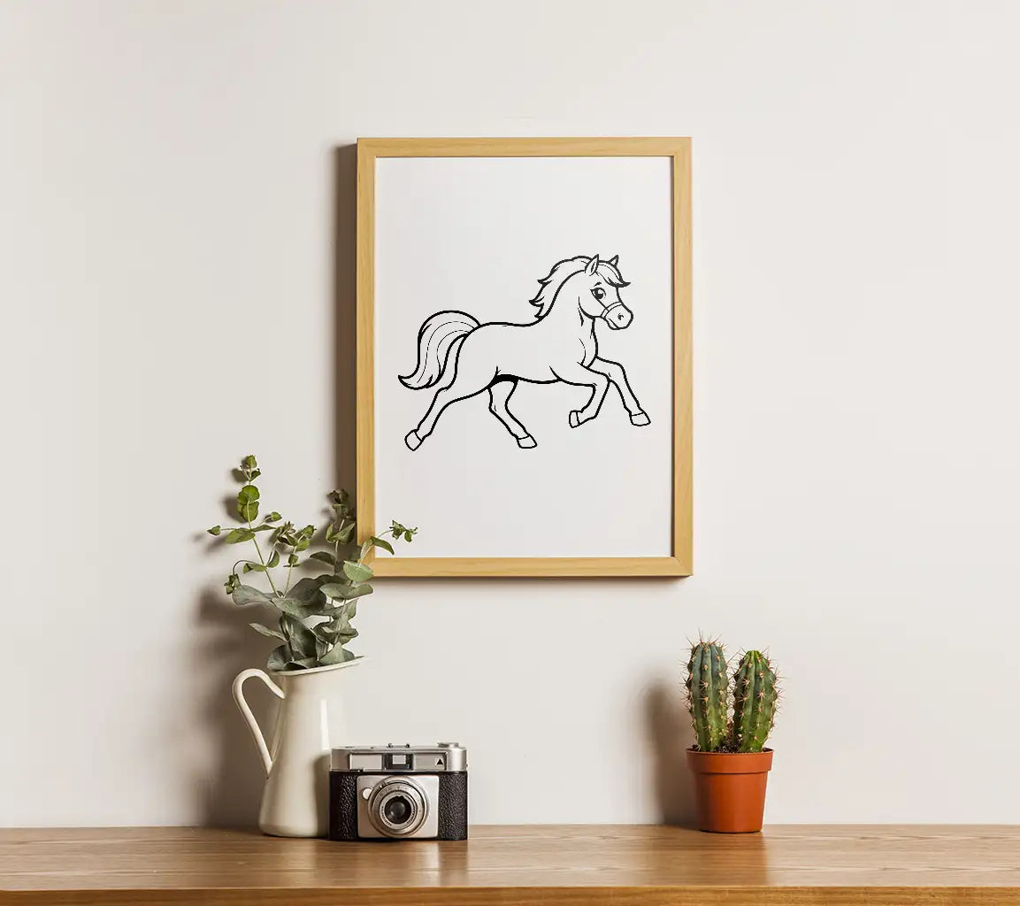 Cute Vector Illustration Horse Drawing For Toddlers Book