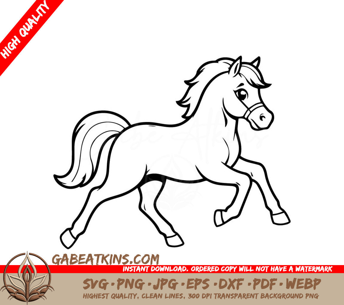  A Horse Running SVG - Cute vector illustration Horse drawing for toddlers book SVG