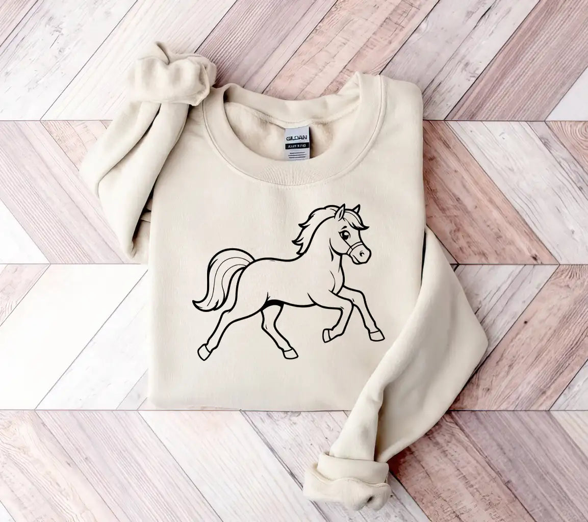 Cute Vector Illustration Horse Drawing For Toddlers Book