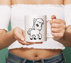 Cute White Horse Character Cartoon Vector Illustration Cute Farm Animal