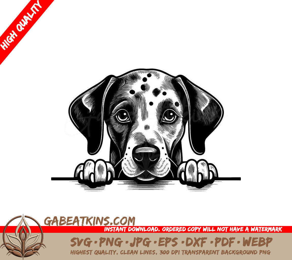 Dalmatian Peeking Over Wall SVG -  Drawing SVG