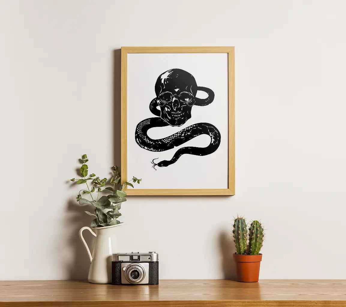  Skull & Snake SVG - Dark Illustration SVG