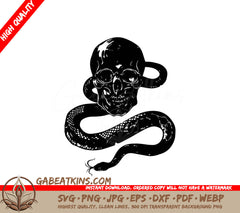  Skull & Snake SVG - Dark Illustration SVG