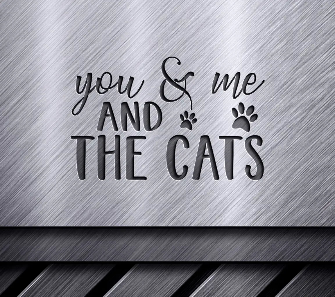 You, Me & The Cats SVG Design - Couple & Cat Lovers Poster SVG