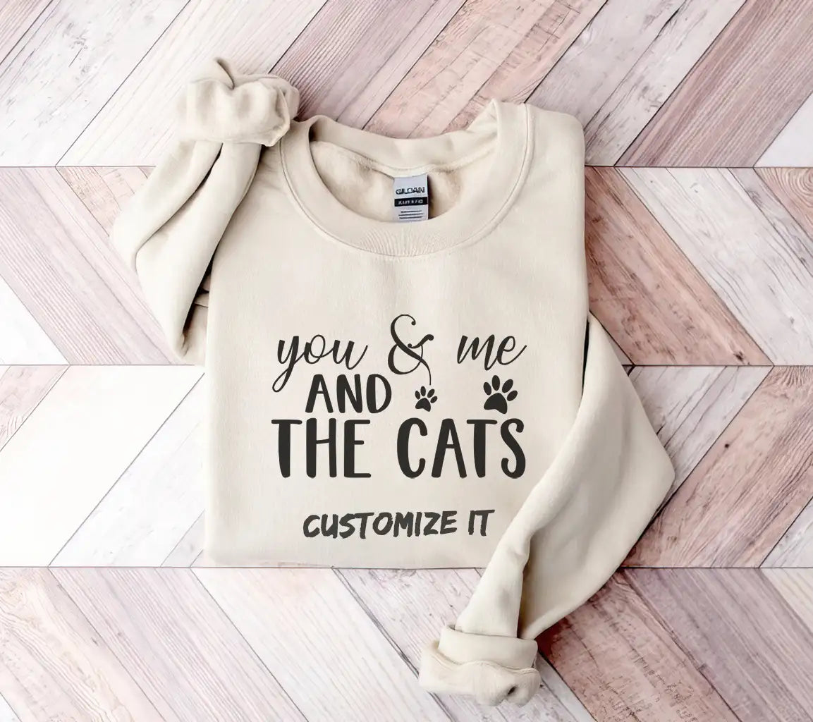 You, Me & The Cats SVG Design - Couple & Cat Lovers Poster SVG