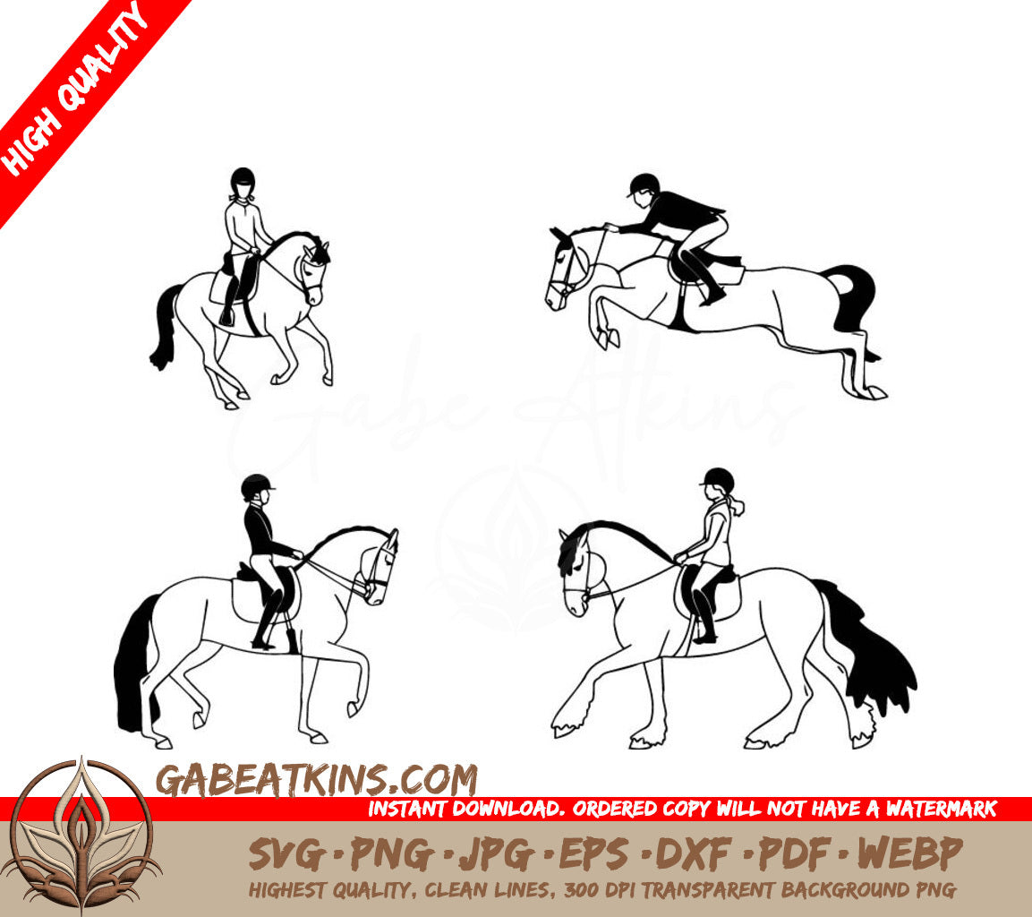  People Riding Horses SVG - Different directions of hobby horses big and small horses SVG