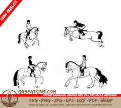  People Riding Horses SVG - Different directions of hobby horses big and small horses SVG