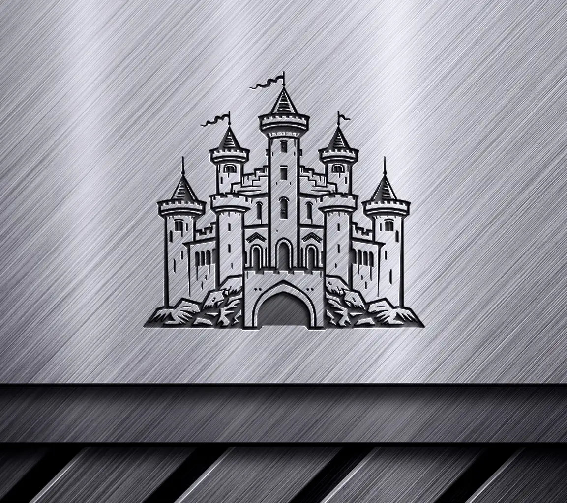  Castle with Flag SVG - Miniature Truck Vector Illustration SVG