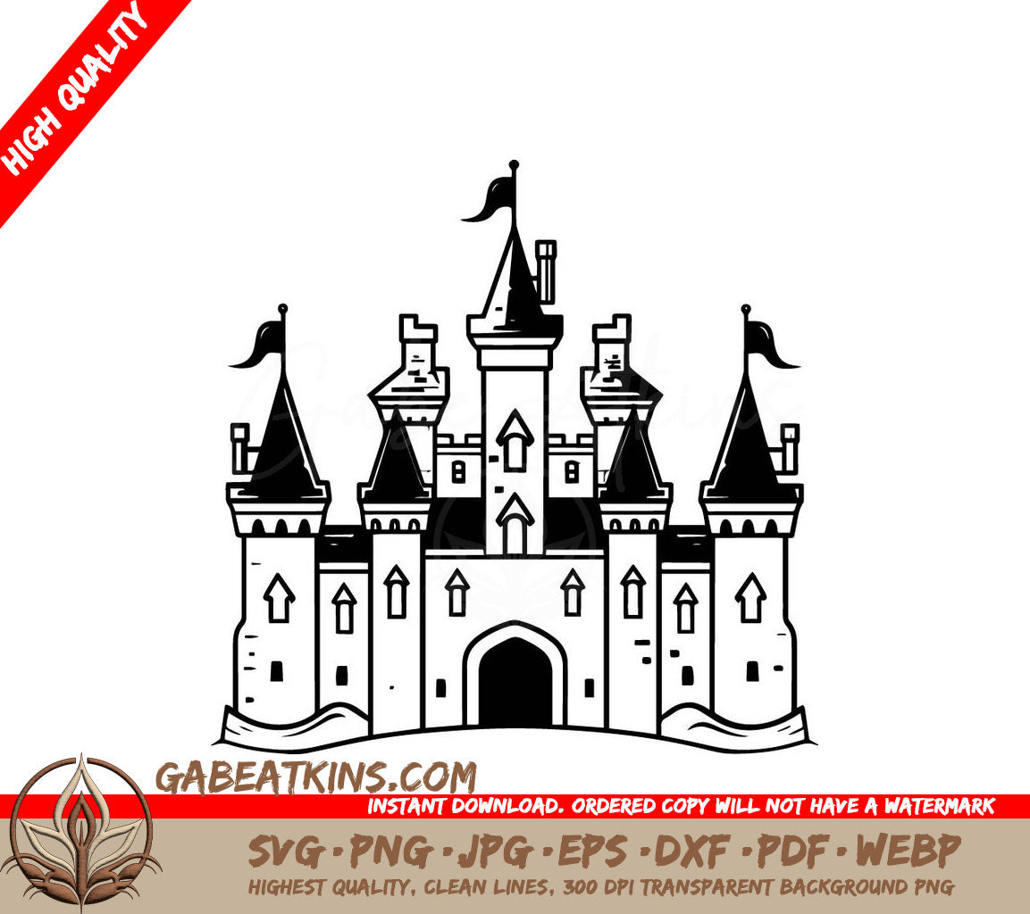 Miniature Castle SVG  Drawing with Flags SVG