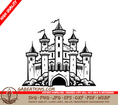  Castle with Flag SVG - Miniature Truck Vector Illustration SVG