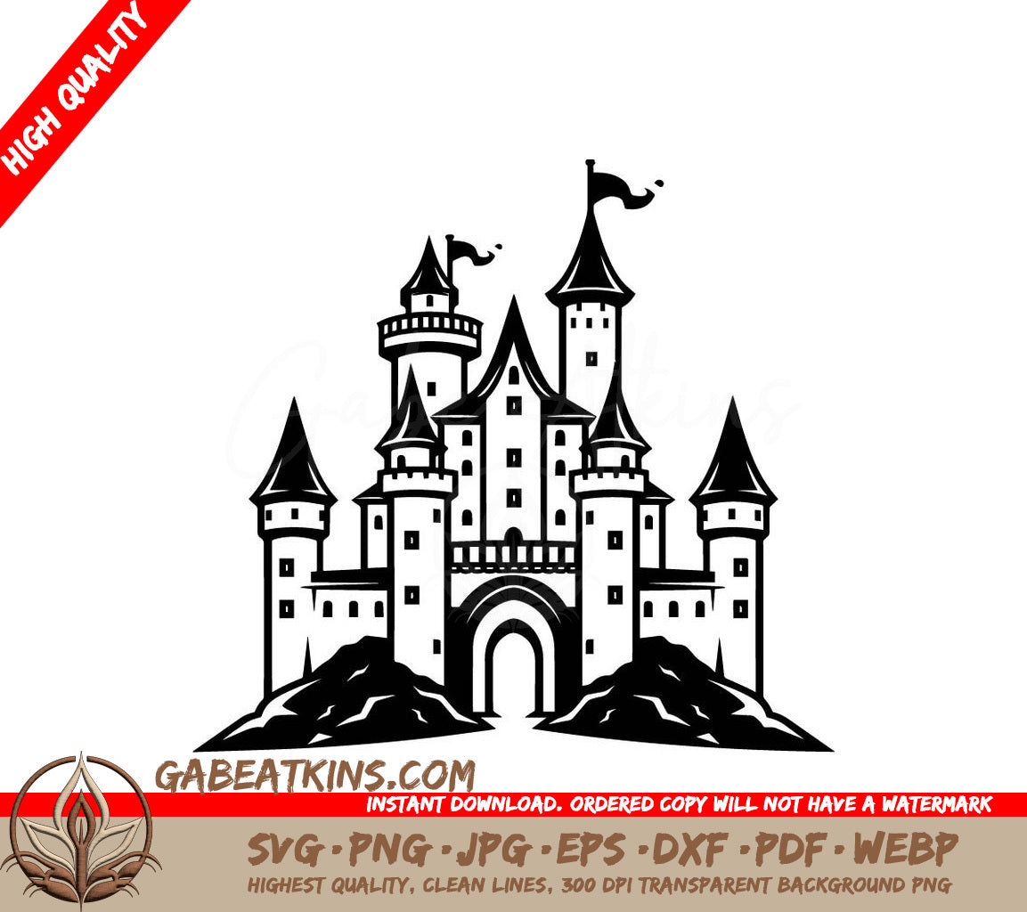  Castle with Flag SVG - Mini Truck Vector Icon SVG
