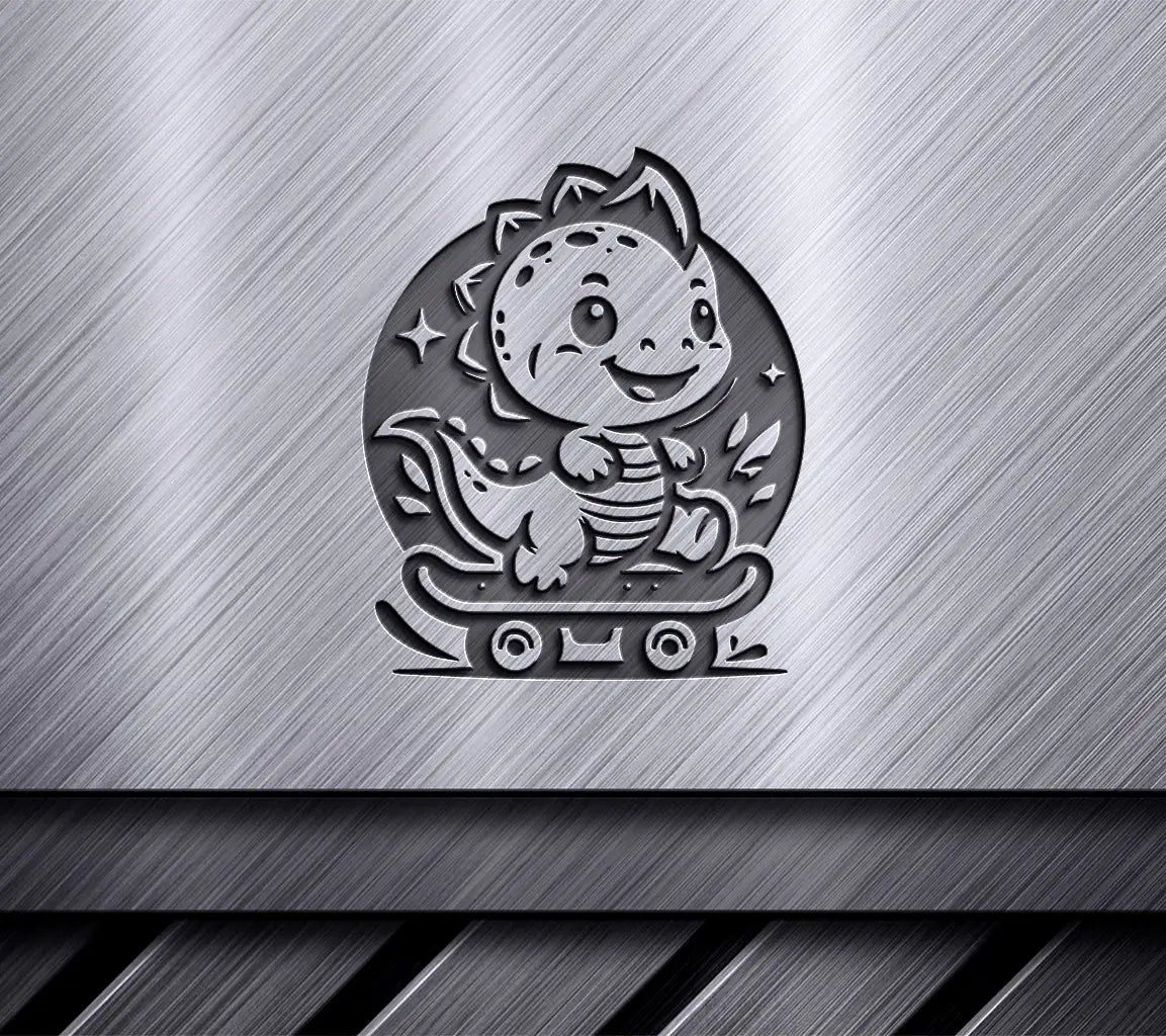 Cute Baby Dinosaur Skateboarding SVG - Design Design Inspiration SVG