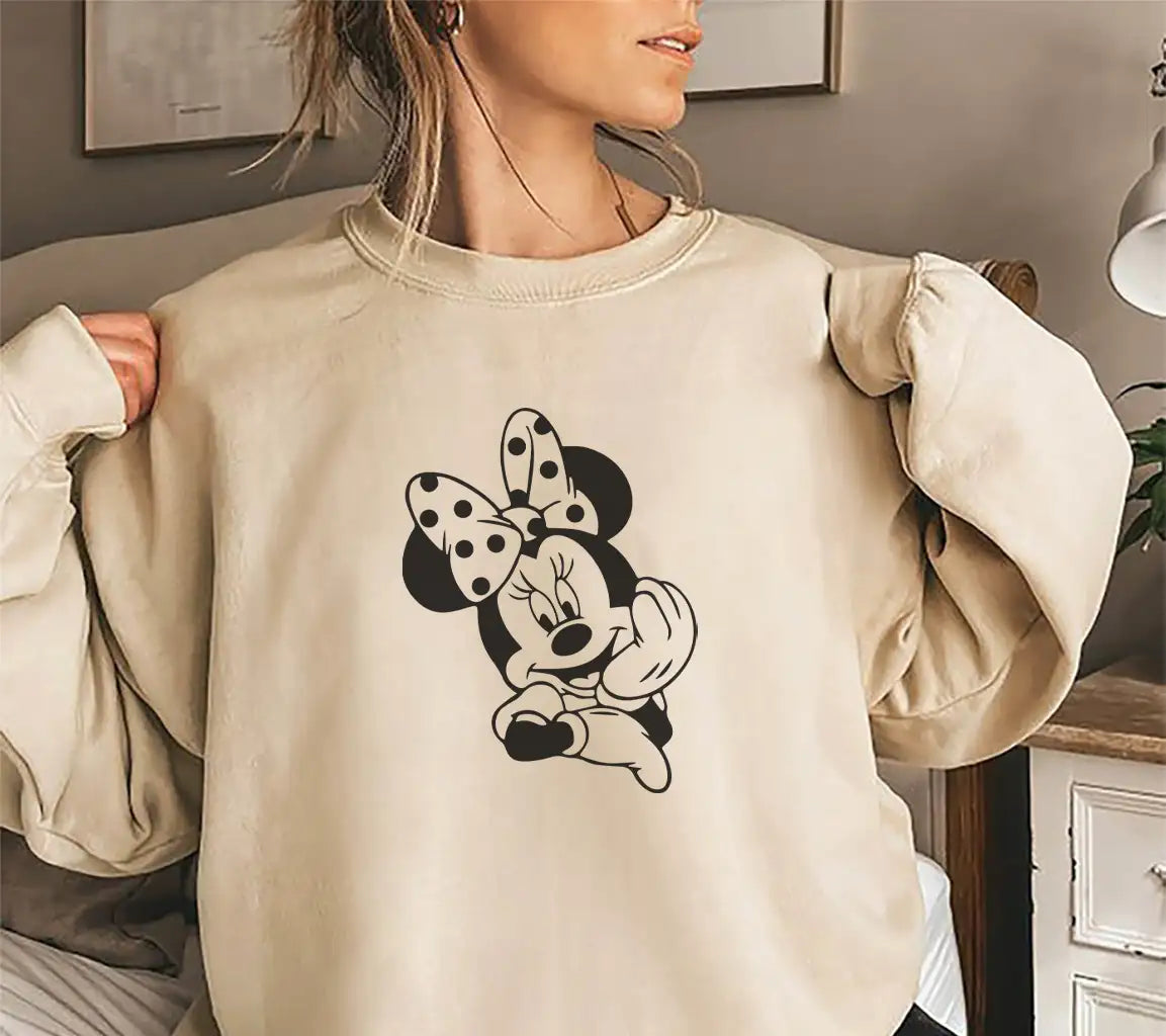 Minnie Mouse Smiling SVG -  Polka Dot Ears Drawing SVG