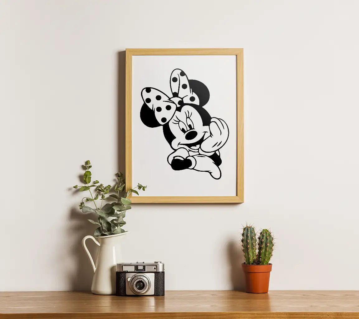 Minnie Mouse Smiling SVG -  Polka Dot Ears Drawing SVG