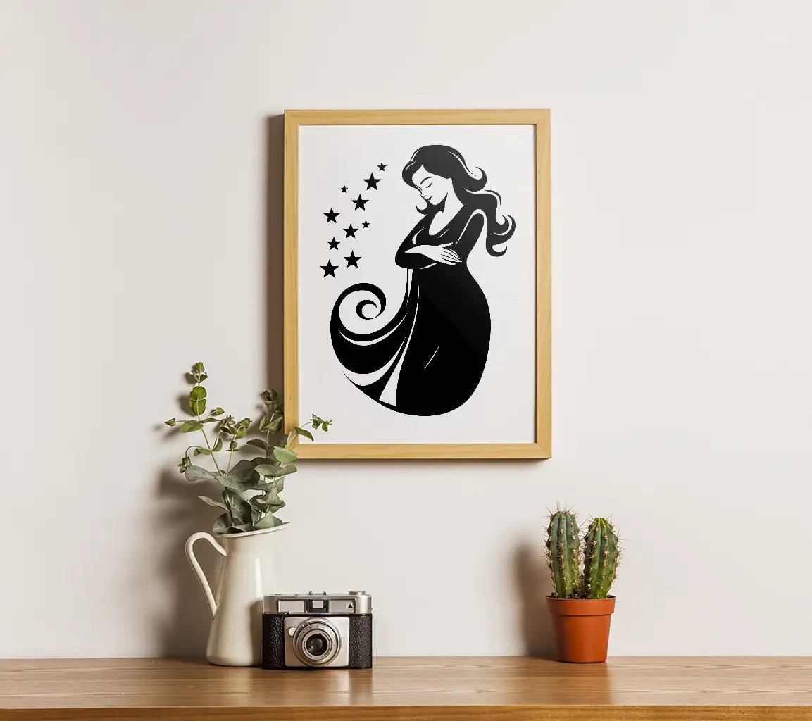 Pregnant Woman with Stars SVG - Divine Expectancy Design SVG