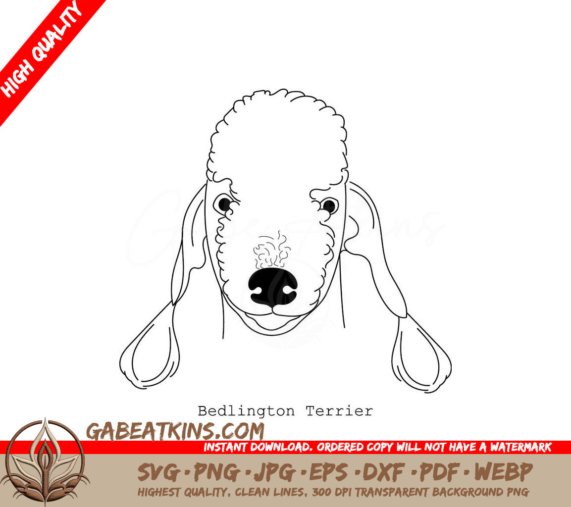 Bedlington Terrier SVG -  Line Drawing SVG