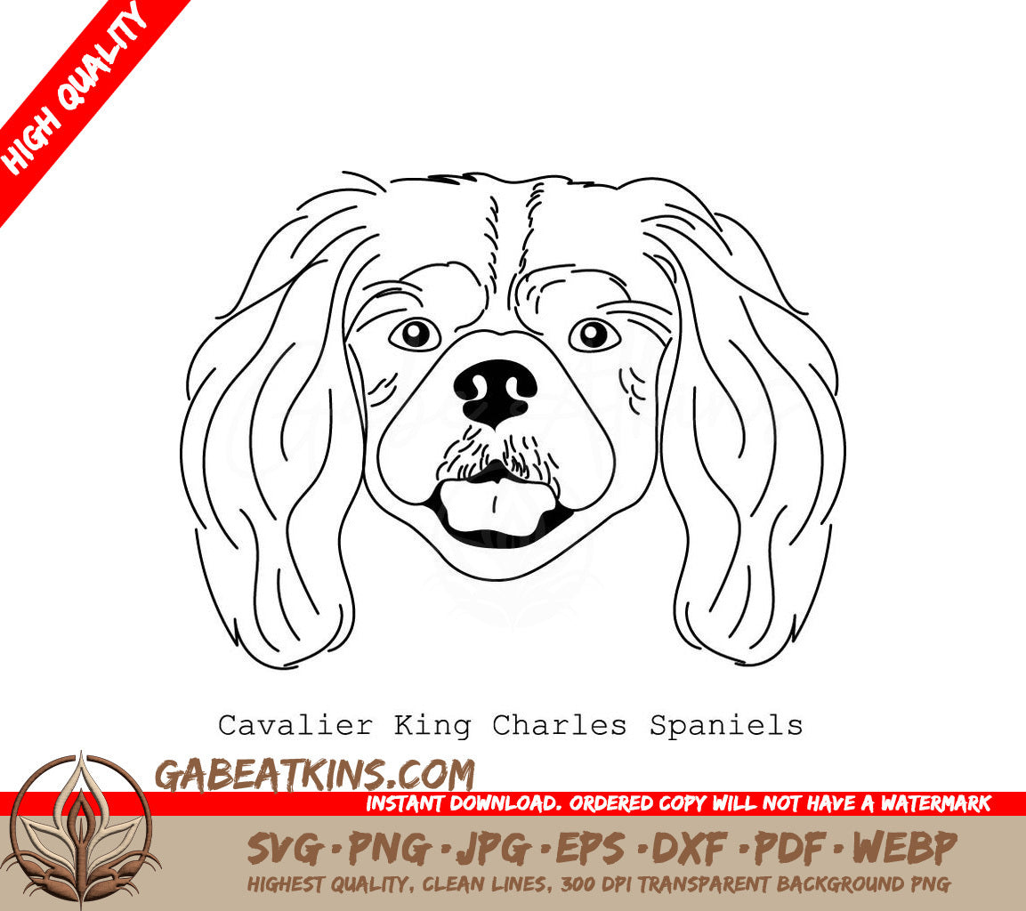 Cavalier King Charles Spaniel SVG -  Outline Drawing SVG