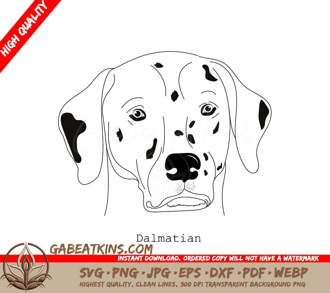 Dalmatian Dog SVG -  Outline Drawing SVG