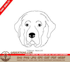 Tibetan Mastiff Dog SVG -  Outline Drawing SVG