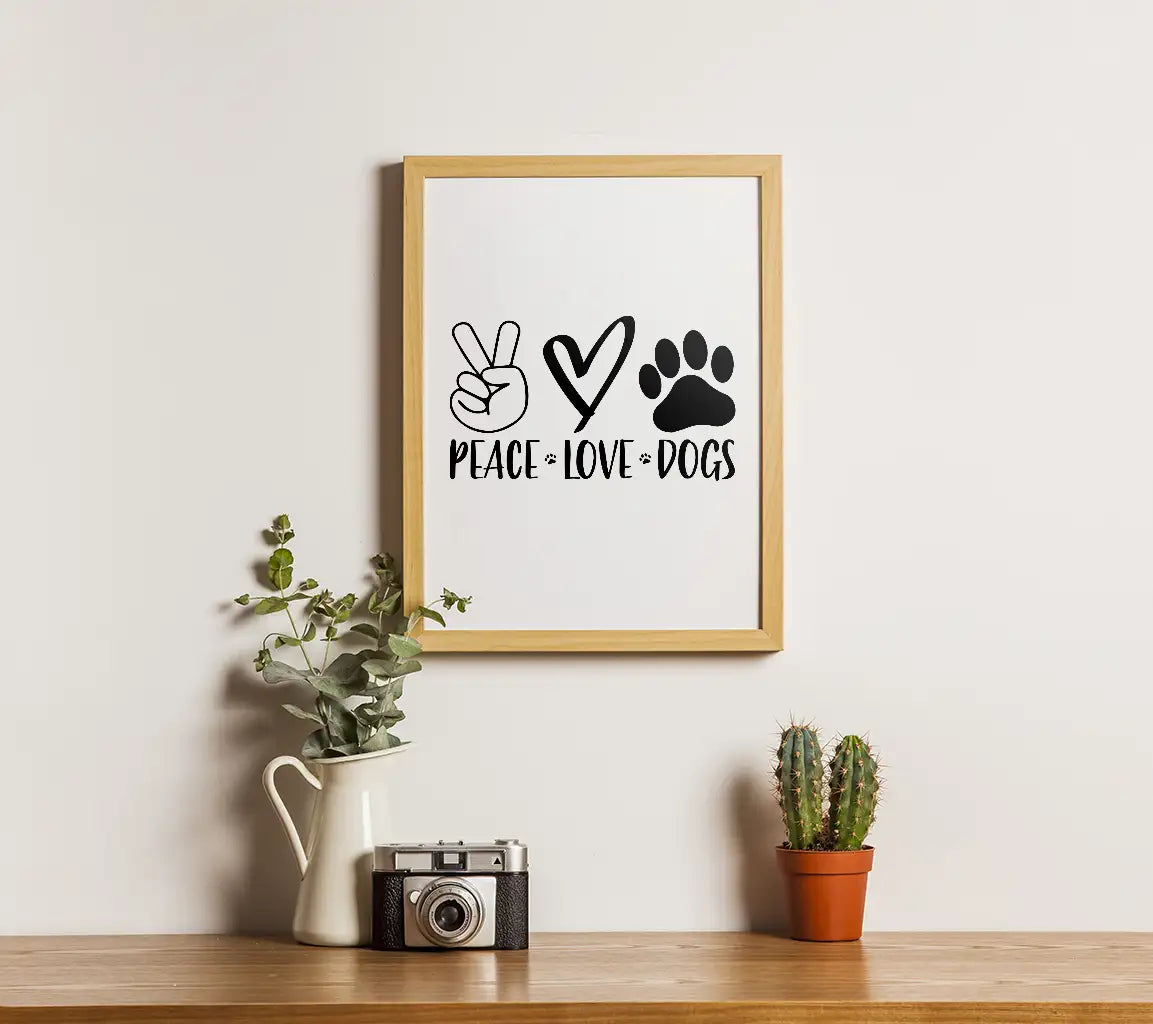 Peace Love Dogs SVG - Peace Sign with Heart & Paw Print SVG