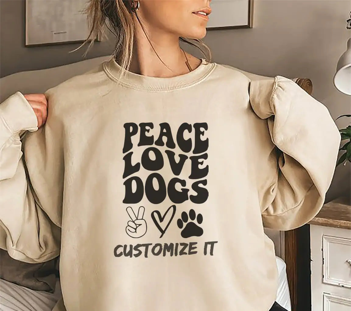 Peace Love Dogs SVG - Peace Sign & Paw Print Design SVG