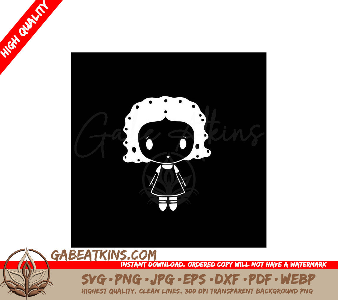  Girl with Polka Dot Hair SVG - Minimalist Doll Design Vector Illustration SVG