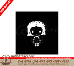  Girl with Polka Dot Hair SVG - Minimalist Doll Design Vector Illustration SVG