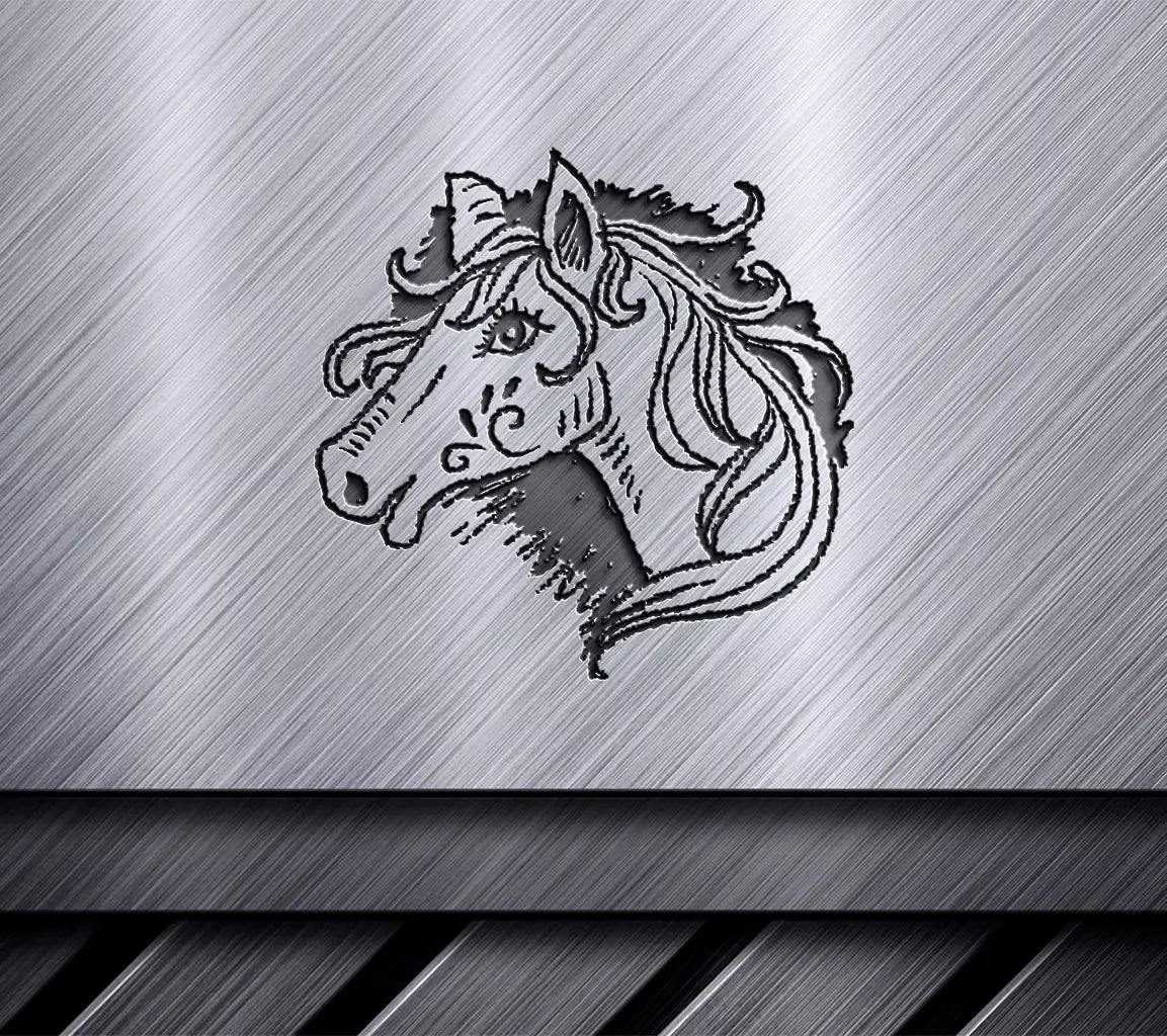 Doodle Drawing Decorative Horse Head Illustration