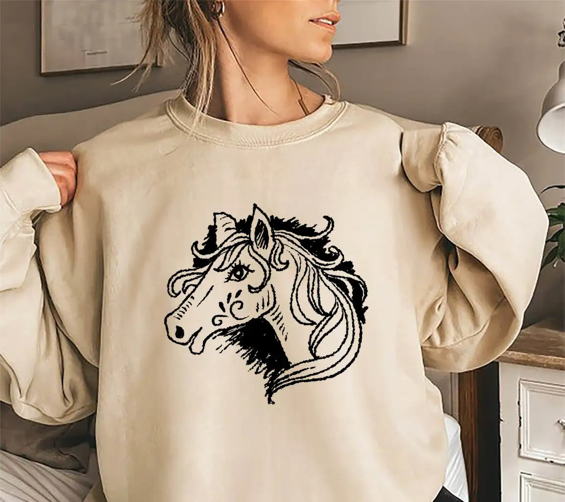 Doodle Drawing Decorative Horse Head Illustration