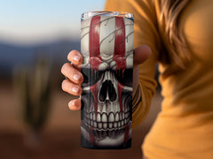 Dripping Blood American Flag Skull 20oz Tumbler Design | Sinister Patriotic Skull Sublimation Wrap | Gruesome Flag Skull Tumbler Graphic - Gabe Atkins Designs