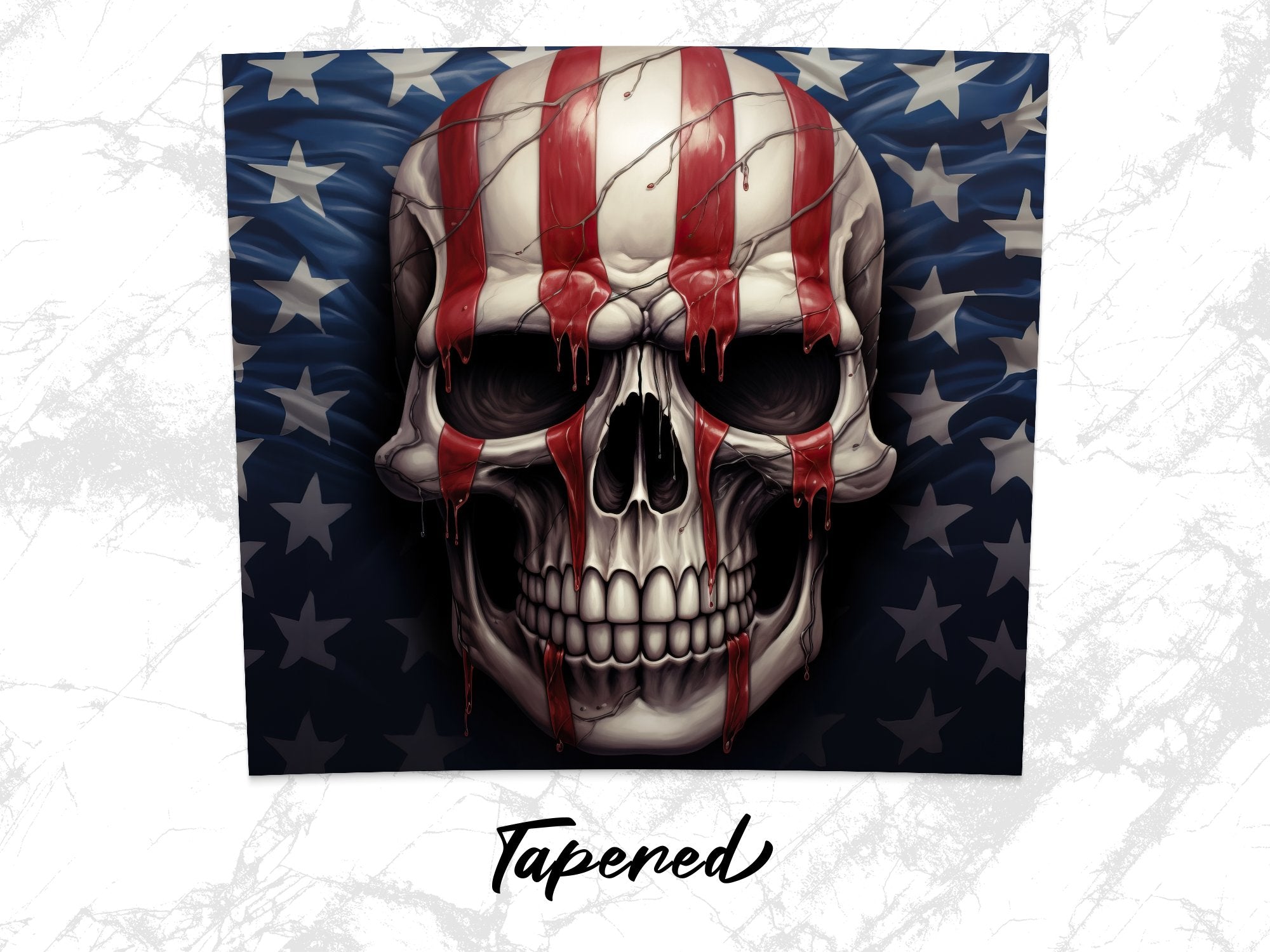 Dripping Blood American Flag Skull 20oz Tumbler Design | Sinister Patriotic Skull Sublimation Wrap | Gruesome Flag Skull Tumbler Graphic - Gabe Atkins Designs